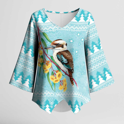 Australia Kookaburra and Eucalyptus Kimono Sleeve Blouse Christmas Vibe - Aussie Hoodie