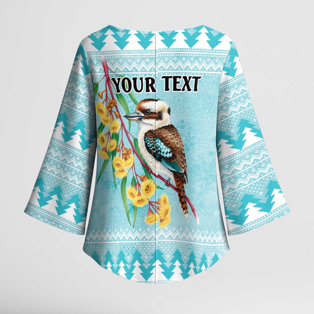Australia Kookaburra and Eucalyptus Kimono Sleeve Blouse Christmas Vibe - Aussie Hoodie