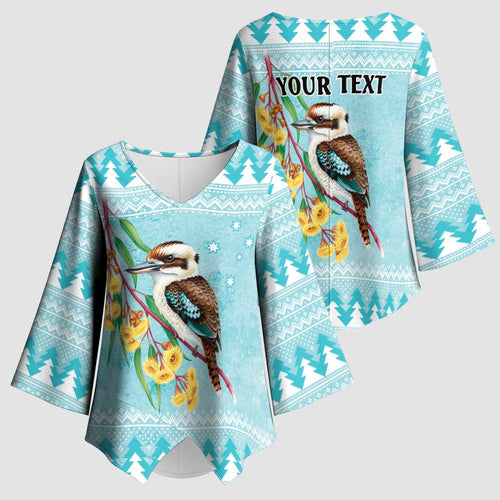 Australia Kookaburra and Eucalyptus Kimono Sleeve Blouse Christmas Vibe - Aussie Hoodie