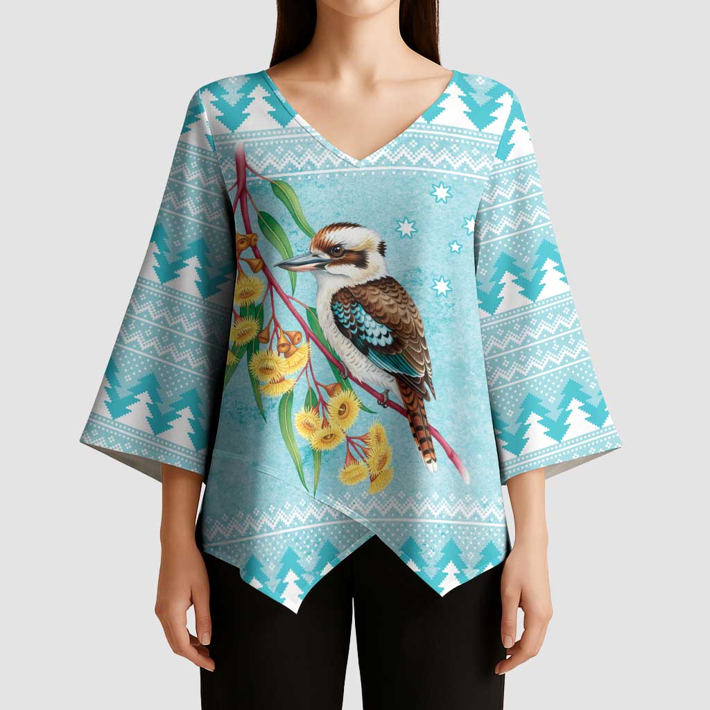 Australia Kookaburra and Eucalyptus Kimono Sleeve Blouse Christmas Vibe - Aussie Hoodie