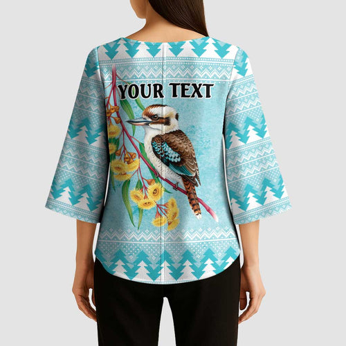 Australia Kookaburra and Eucalyptus Kimono Sleeve Blouse Christmas Vibe - Aussie Hoodie