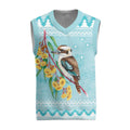 Australia Kookaburra and Eucalyptus Christmas Knitted V-Neck Vest Christmas Vibe - Aussie Hoodie