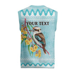 Australia Kookaburra and Eucalyptus Christmas Knitted V-Neck Vest Christmas Vibe - Aussie Hoodie