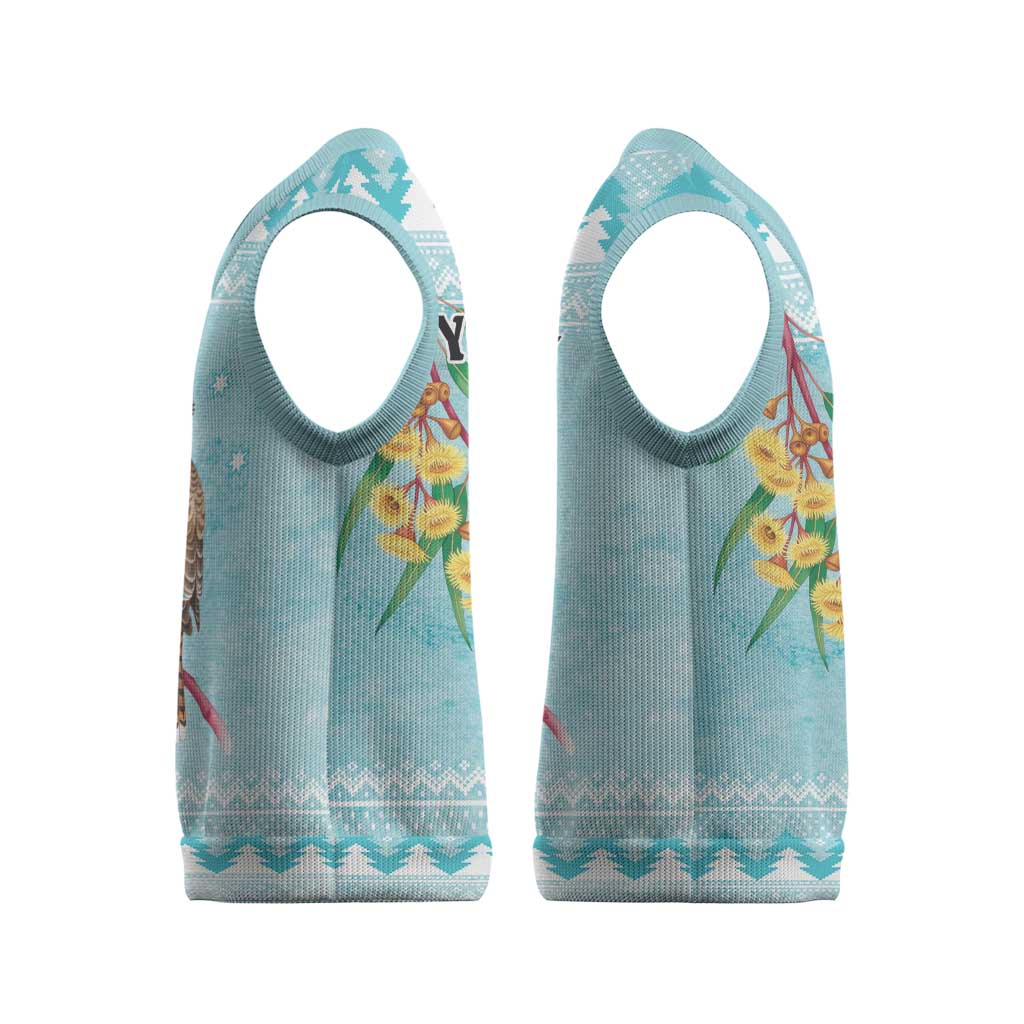 Australia Kookaburra and Eucalyptus Christmas Knitted V-Neck Vest Christmas Vibe - Aussie Hoodie