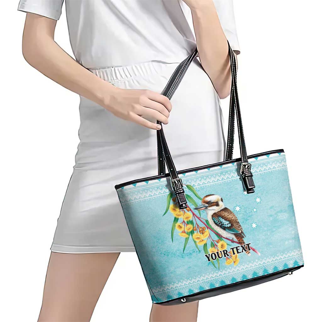Australia Kookaburra and Eucalyptus Leather Tote Bag Christmas Vibe - Aussie Hoodie