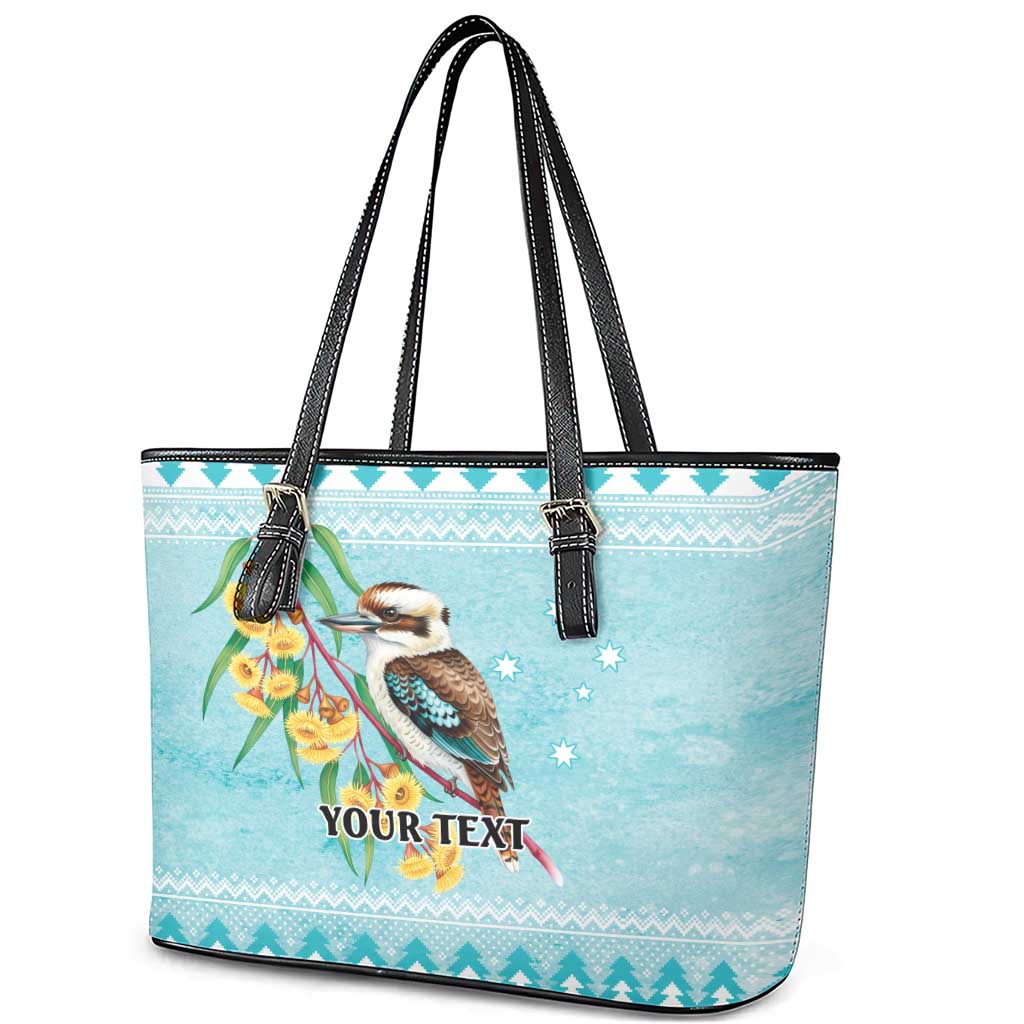 Australia Kookaburra and Eucalyptus Leather Tote Bag Christmas Vibe - Aussie Hoodie