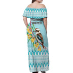 Australia Kookaburra and Eucalyptus Off Shoulder Maxi Dress Christmas Vibe - Aussie Hoodie