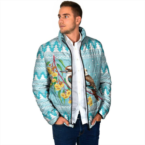 Australia Kookaburra and Eucalyptus Padded Jacket Christmas Vibe - Aussie Hoodie