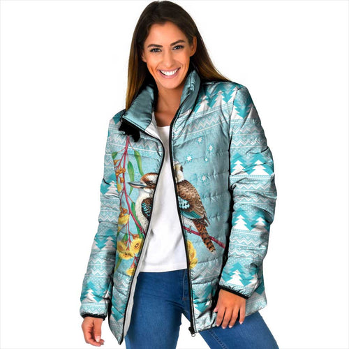 Australia Kookaburra and Eucalyptus Padded Jacket Christmas Vibe - Aussie Hoodie