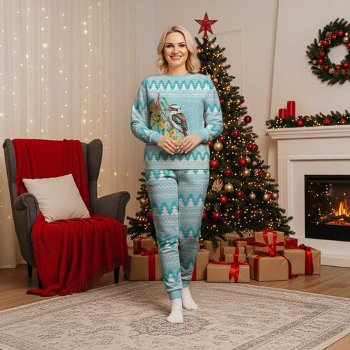 Australia Kookaburra and Eucalyptus Christmas Pajama Set Christmas Vibe - Aussie Hoodie