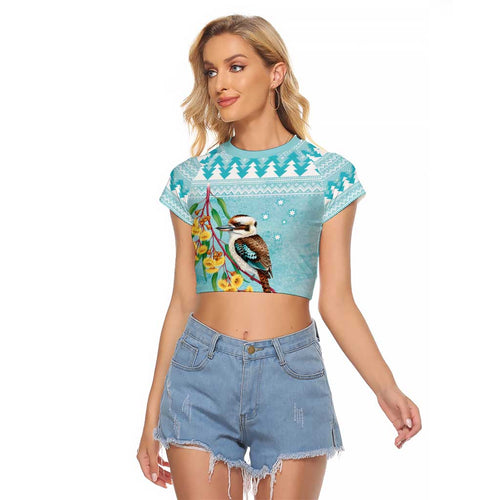 Australia Kookaburra and Eucalyptus Raglan Cropped T Shirt Christmas Vibe - Aussie Hoodie