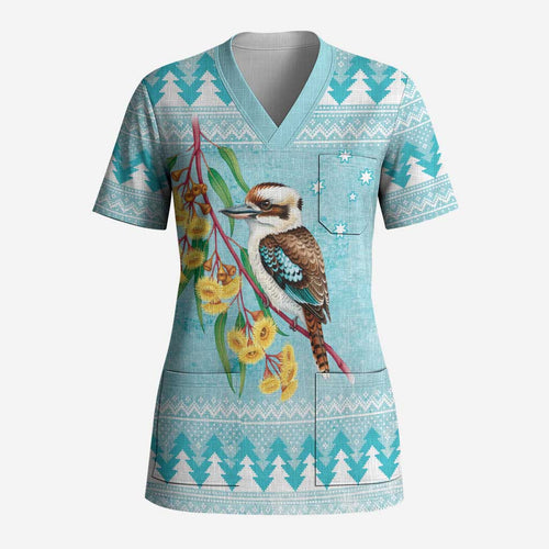 Australia Kookaburra and Eucalyptus Scrub Top Christmas Vibe - Aussie Hoodie