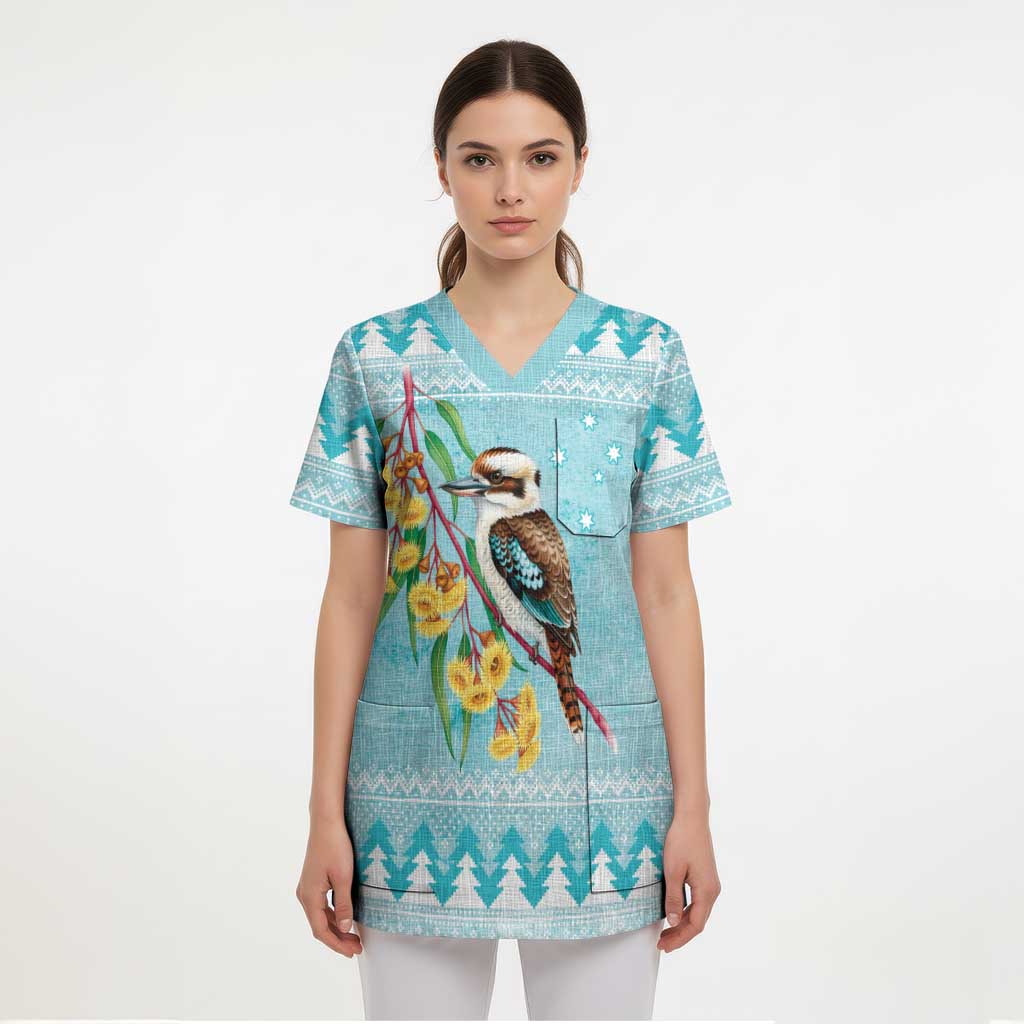 Australia Kookaburra and Eucalyptus Scrub Top Christmas Vibe - Aussie Hoodie