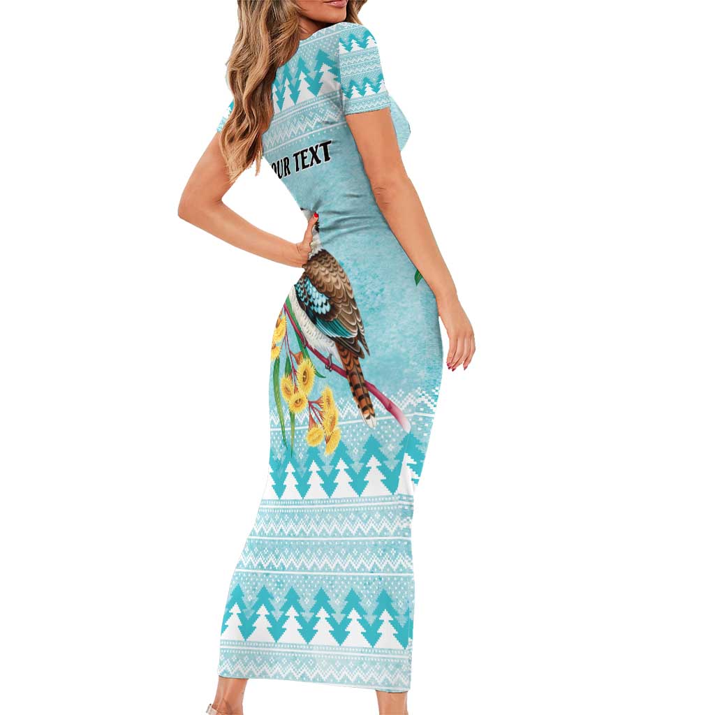 Australia Kookaburra and Eucalyptus Short Sleeve Bodycon Dress Christmas Vibe - Aussie Hoodie
