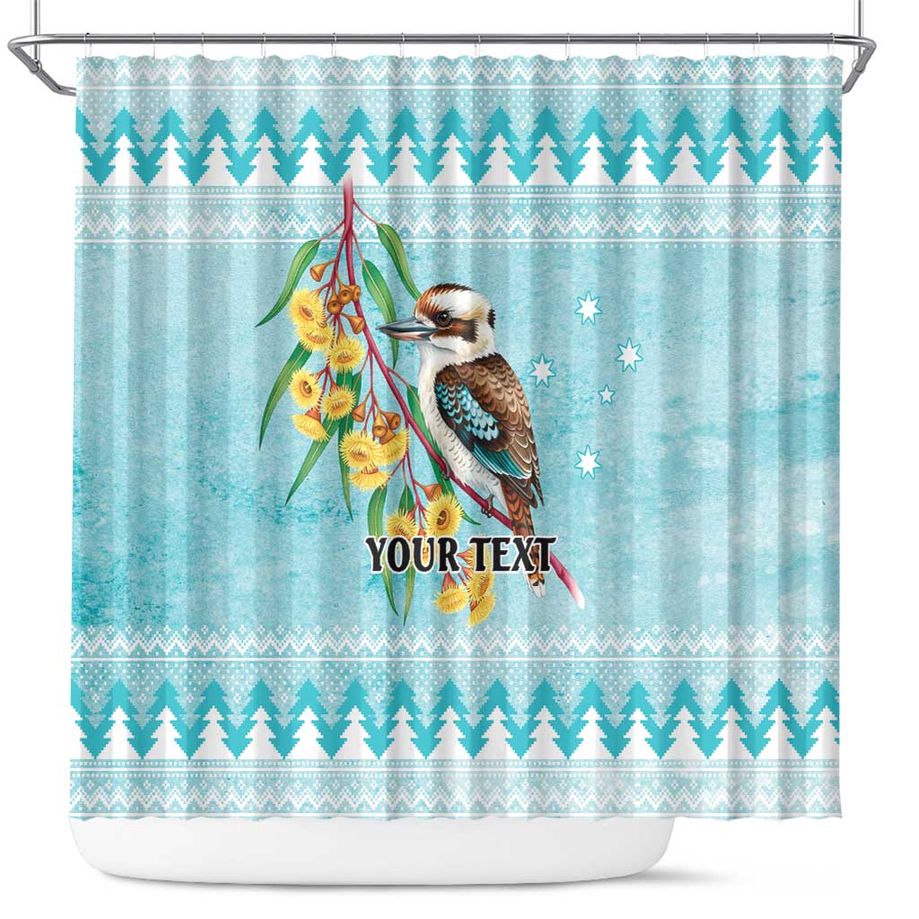 Australia Kookaburra and Eucalyptus Shower Curtain Christmas Vibe - Aussie Hoodie