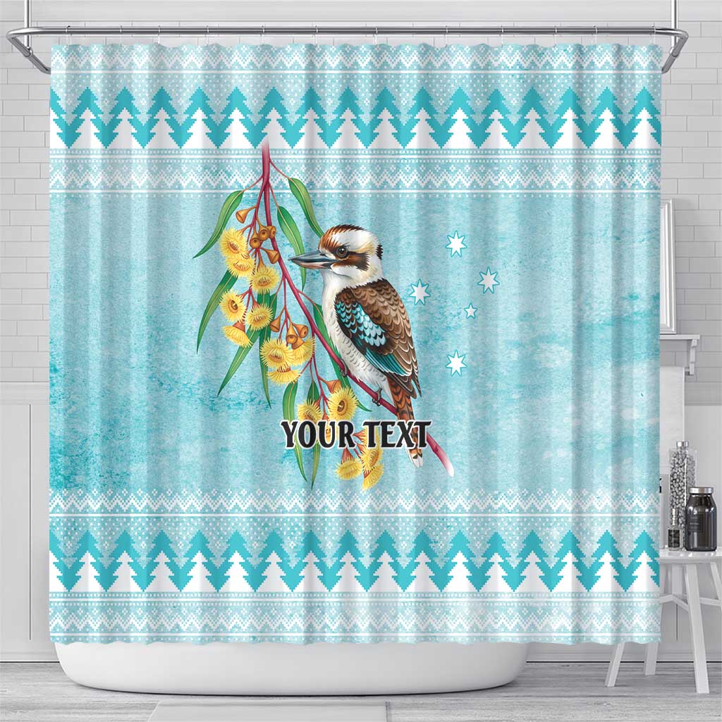 Australia Kookaburra and Eucalyptus Shower Curtain Christmas Vibe - Aussie Hoodie