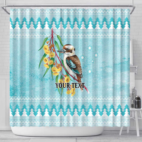 Australia Kookaburra and Eucalyptus Shower Curtain Christmas Vibe - Aussie Hoodie