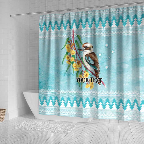 Australia Kookaburra and Eucalyptus Shower Curtain Christmas Vibe - Aussie Hoodie