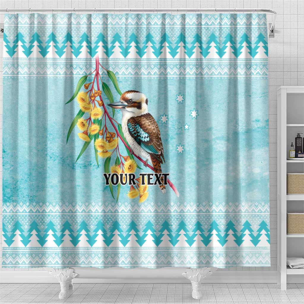 Australia Kookaburra and Eucalyptus Shower Curtain Christmas Vibe - Aussie Hoodie