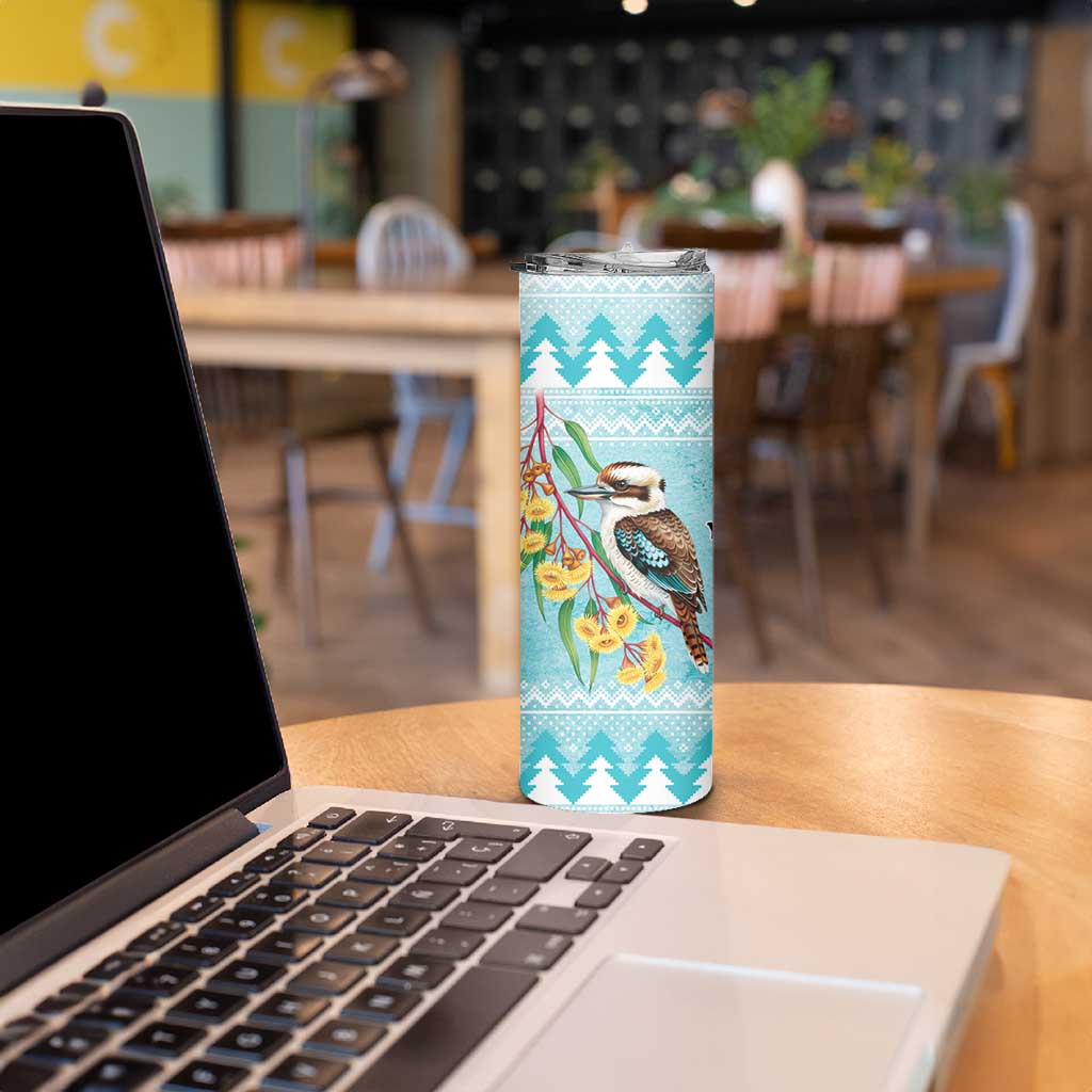 Australia Kookaburra and Eucalyptus Skinny Tumbler Christmas Vibe - Aussie Hoodie