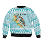 Australia Kookaburra and Eucalyptus Sleeve Zip Bomber Jacket Christmas Vibe - Aussie Hoodie