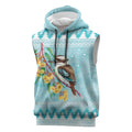 Australia Kookaburra and Eucalyptus Sleeveless Hoodie Christmas Vibe - Aussie Hoodie