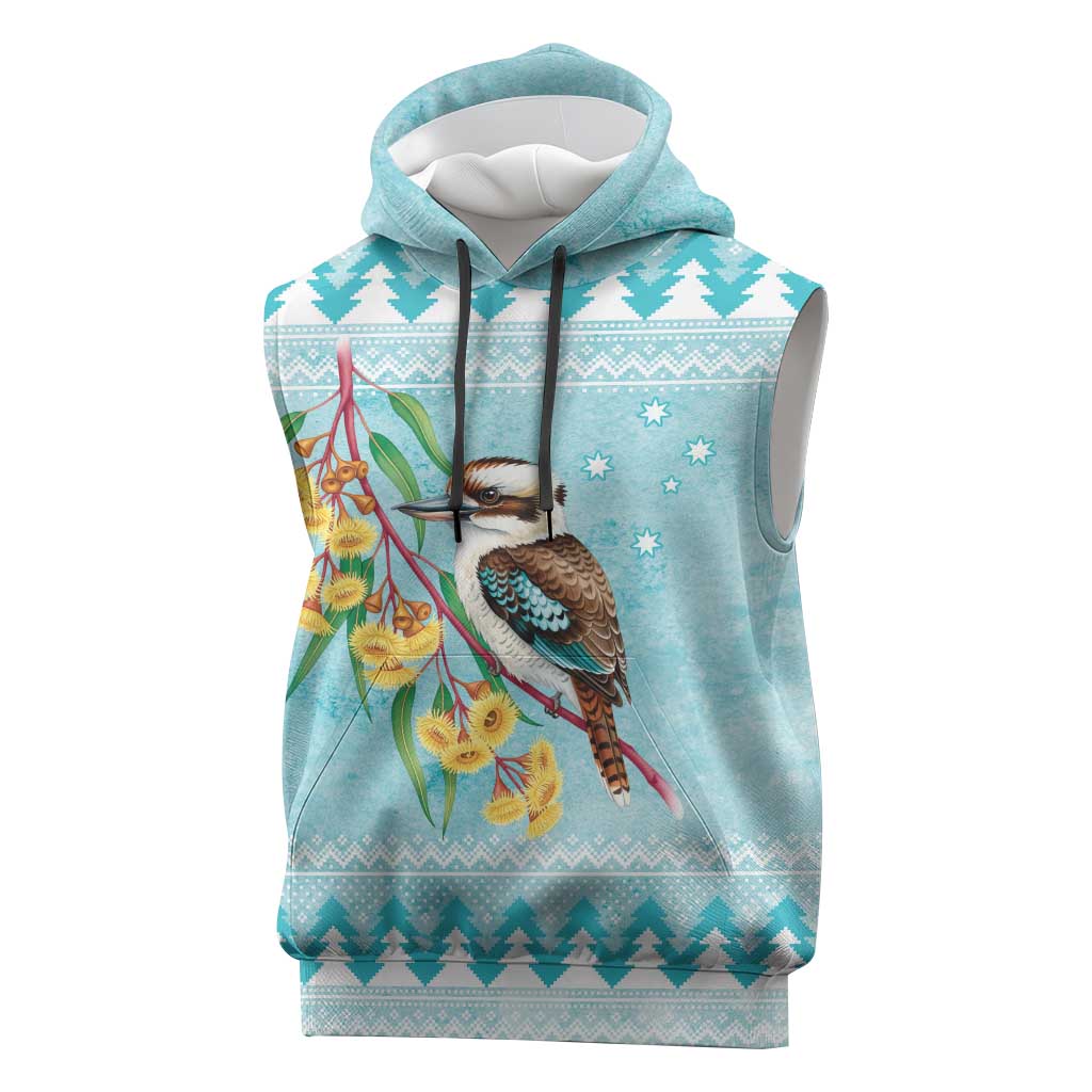 Australia Kookaburra and Eucalyptus Sleeveless Hoodie Christmas Vibe - Aussie Hoodie