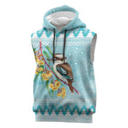 Australia Kookaburra and Eucalyptus Sleeveless Hoodie Christmas Vibe - Aussie Hoodie