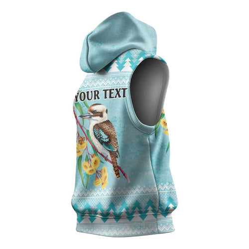 Australia Kookaburra and Eucalyptus Sleeveless Hoodie Christmas Vibe - Aussie Hoodie