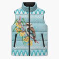 Australia Kookaburra and Eucalyptus Sleeveless Puffer Jacket Christmas Vibe - Aussie Hoodie