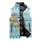 Australia Kookaburra and Eucalyptus Sleeveless Puffer Jacket Christmas Vibe - Aussie Hoodie