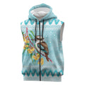 Australia Kookaburra and Eucalyptus Sleeveless Zip Hoodie Christmas Vibe LT9