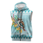 Australia Kookaburra and Eucalyptus Sleeveless Zip Hoodie Christmas Vibe LT9