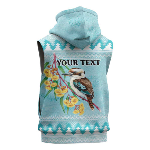 Australia Kookaburra and Eucalyptus Sleeveless Zip Hoodie Christmas Vibe LT9