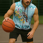 Australia Kookaburra and Eucalyptus Sleeveless Zip Hoodie Christmas Vibe LT9