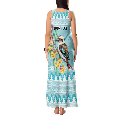 Australia Kookaburra and Eucalyptus Tank Maxi Dress Christmas Vibe - Aussie Hoodie