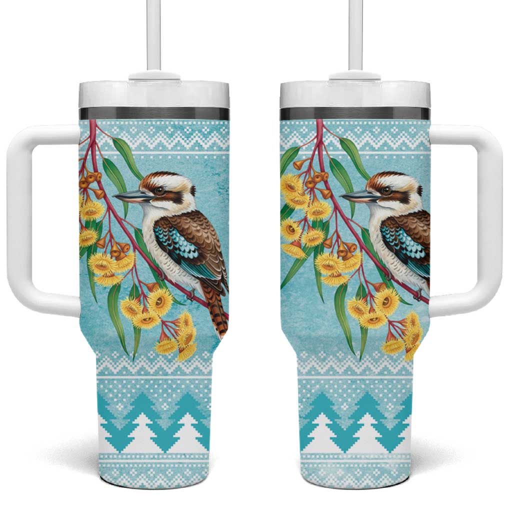 Australia Kookaburra and Eucalyptus Tumbler With Handle Christmas Vibe - Aussie Hoodie