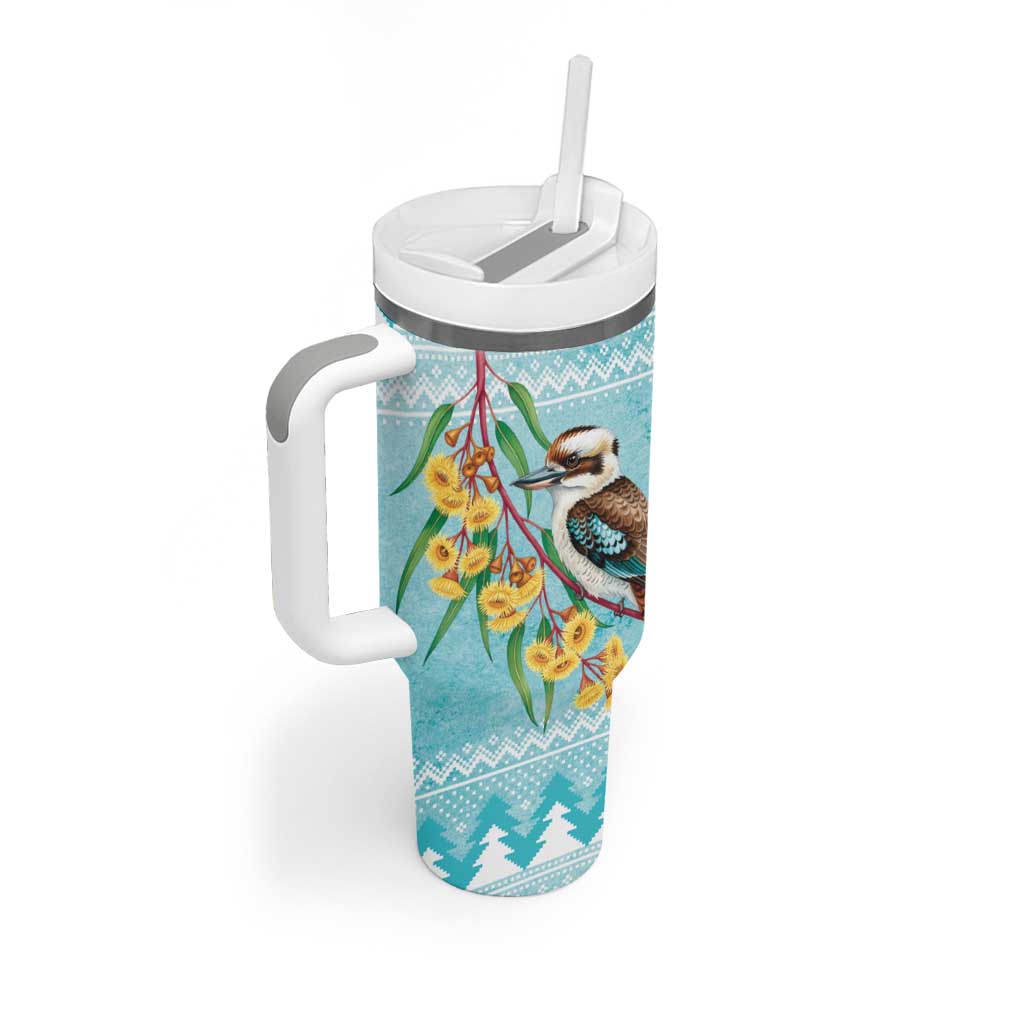 Australia Kookaburra and Eucalyptus Tumbler With Handle Christmas Vibe - Aussie Hoodie