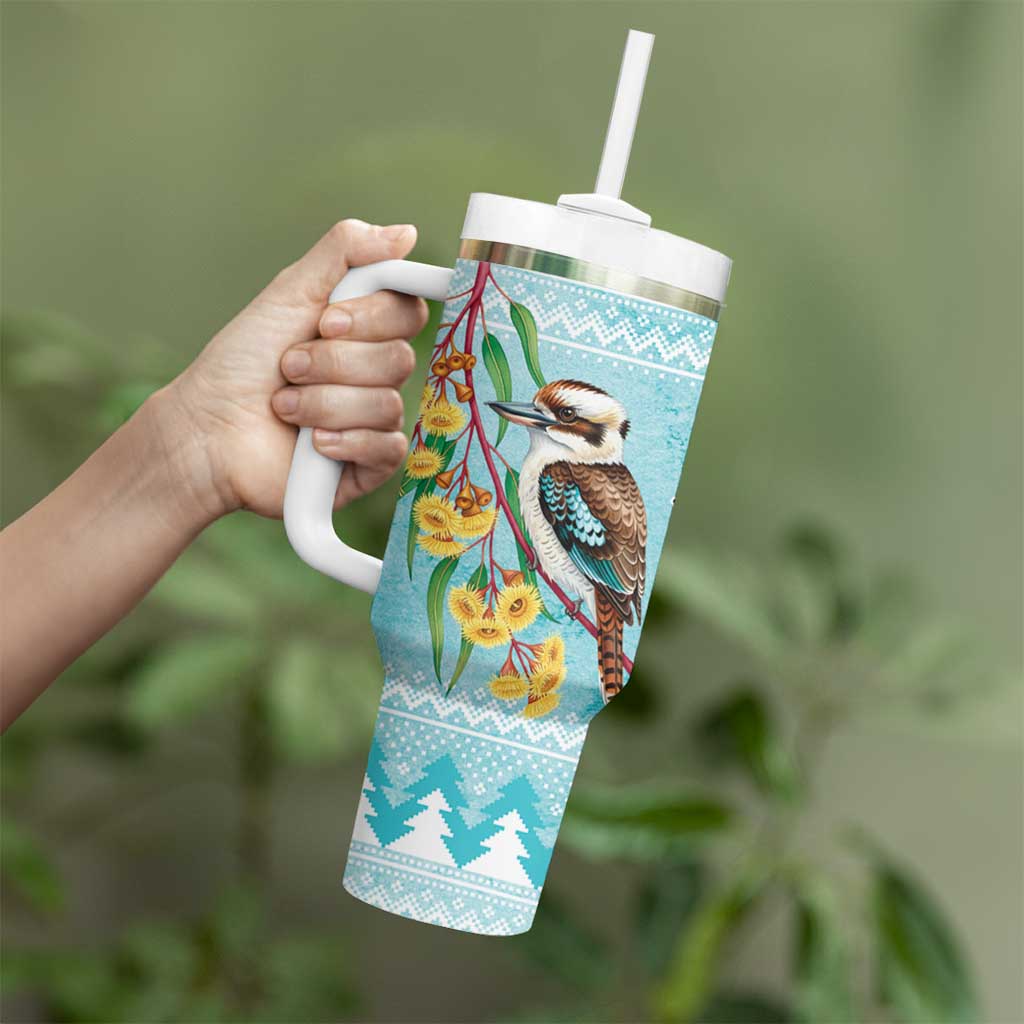 Australia Kookaburra and Eucalyptus Tumbler With Handle Christmas Vibe - Aussie Hoodie