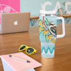 Australia Kookaburra and Eucalyptus Tumbler With Handle Christmas Vibe - Aussie Hoodie