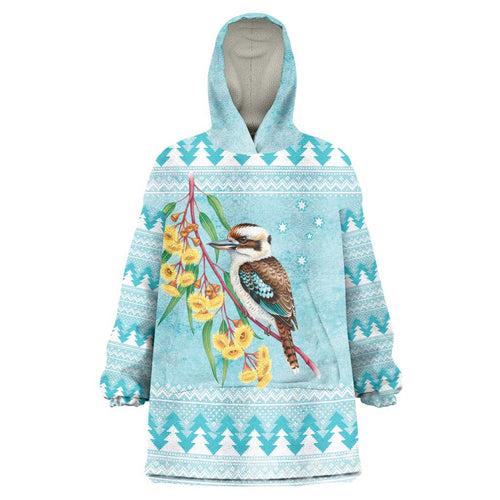 Australia Kookaburra and Eucalyptus Wearable Blanket Hoodie Christmas Vibe - Aussie Hoodie