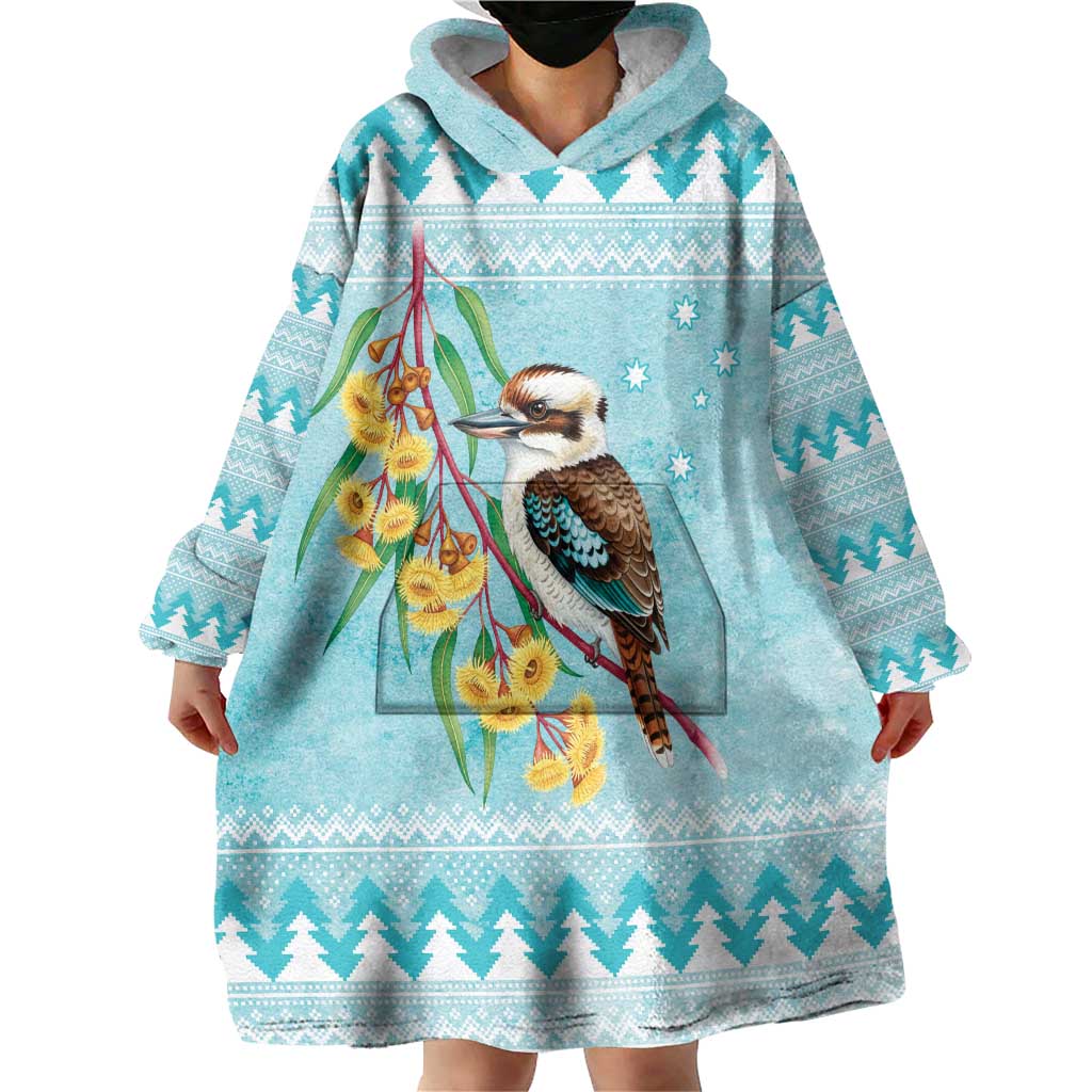 Australia Kookaburra and Eucalyptus Wearable Blanket Hoodie Christmas Vibe - Aussie Hoodie