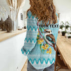 Australia Kookaburra and Eucalyptus Women Casual Shirt Christmas Vibe - Aussie Hoodie
