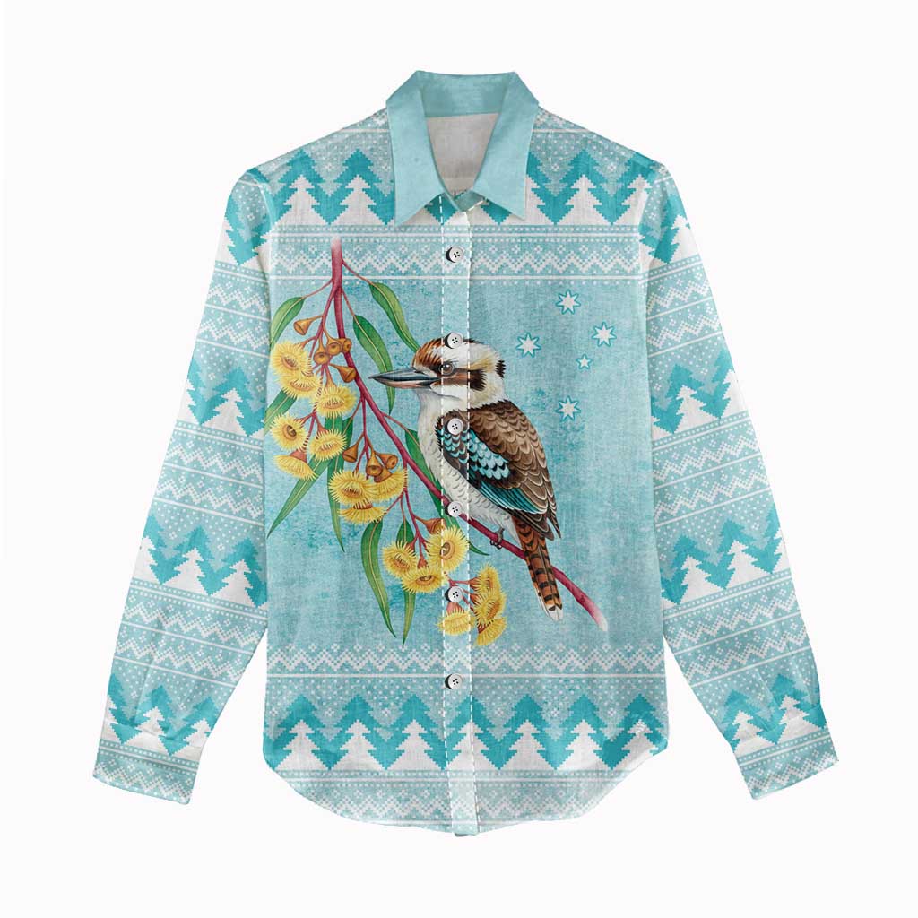 Australia Kookaburra and Eucalyptus Women Casual Shirt Christmas Vibe - Aussie Hoodie