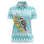 Australia Kookaburra and Eucalyptus Women Polo Shirt Christmas Vibe - Aussie Hoodie