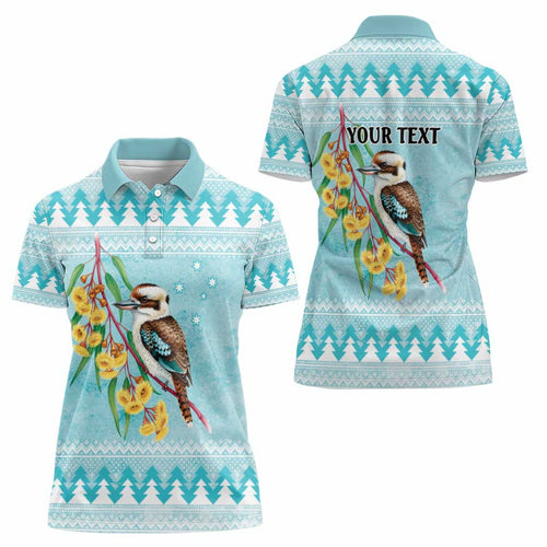 Australia Kookaburra and Eucalyptus Women Polo Shirt Christmas Vibe - Aussie Hoodie