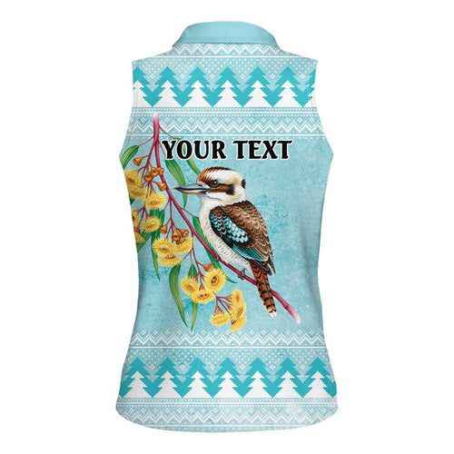 Australia Kookaburra and Eucalyptus Women Sleeveless Polo Shirt Christmas Vibe - Aussie Hoodie