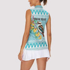 Australia Kookaburra and Eucalyptus Women Sleeveless Polo Shirt Christmas Vibe - Aussie Hoodie