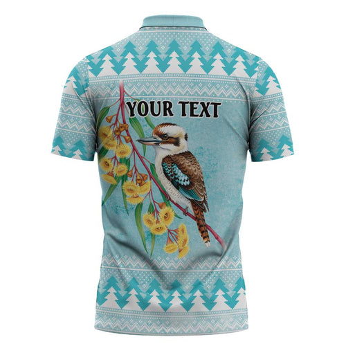 Australia Kookaburra and Eucalyptus Zipper Polo Shirt Christmas Vibe - Aussie Hoodie