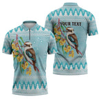Australia Kookaburra and Eucalyptus Zipper Polo Shirt Christmas Vibe - Aussie Hoodie